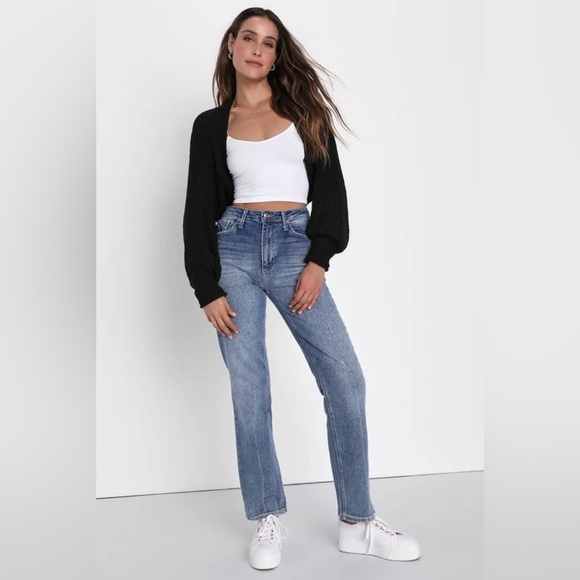 Loving Layers Black Cropped Long Sleeve Shrug Sweater - Picture 2 of 5